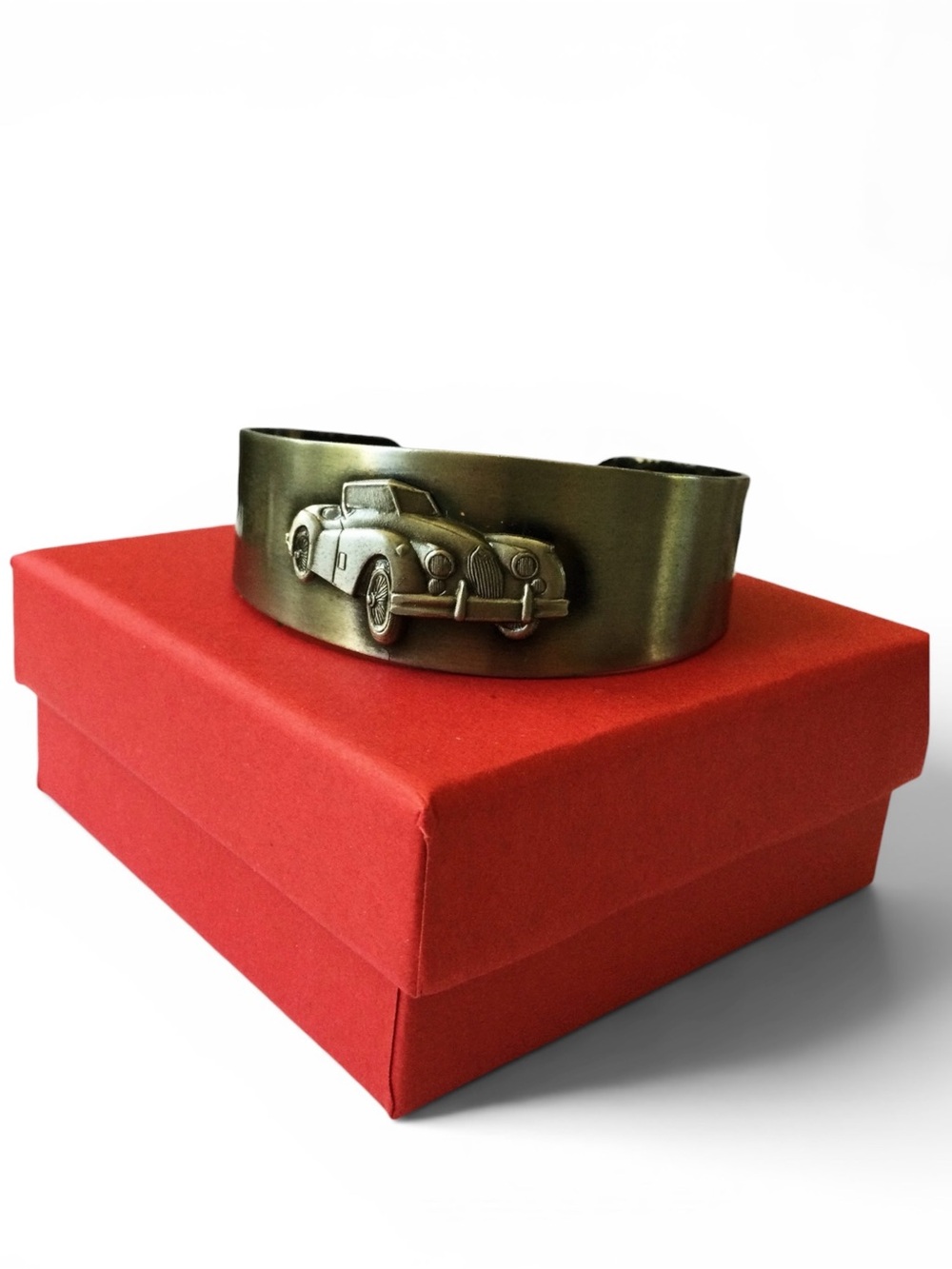 Vtg Darkened Silver‑Tone Classic Car Cuff Bracelet – Kids or XS Adult Wrist - Picture 4 of 10